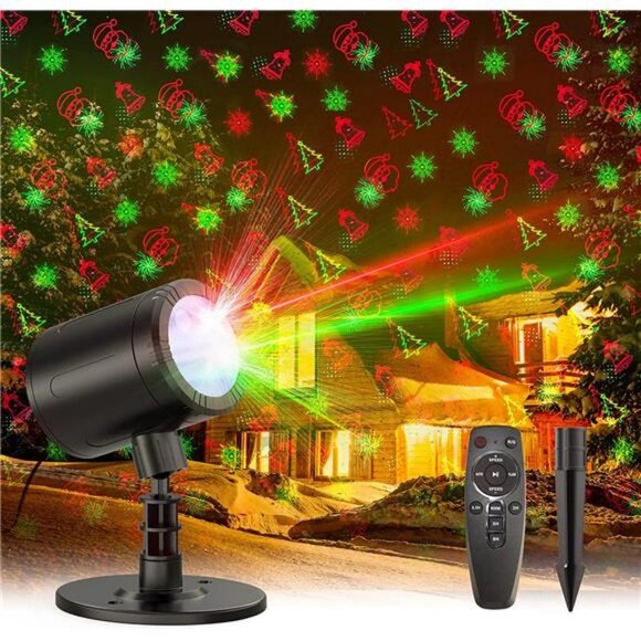 Christmas Projector Lights Outdoor, Waterproof Christmas Lights (Red and Green) - Picture 1 of 6